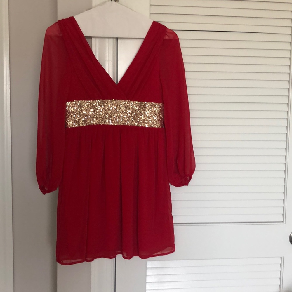 Red sheer dress